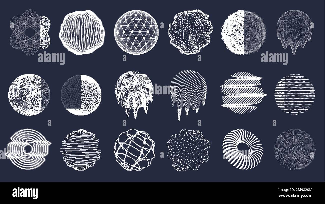 3D forme e sfere per l'educazione, il design, la visualizzazione scince Illustrazione Vettoriale