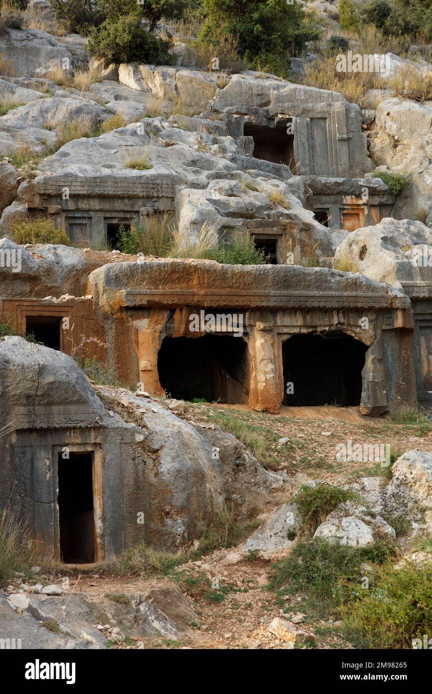 Turchia, Lykia, Limyra: Tombe di roccia (4th ° secolo AC) Foto Stock