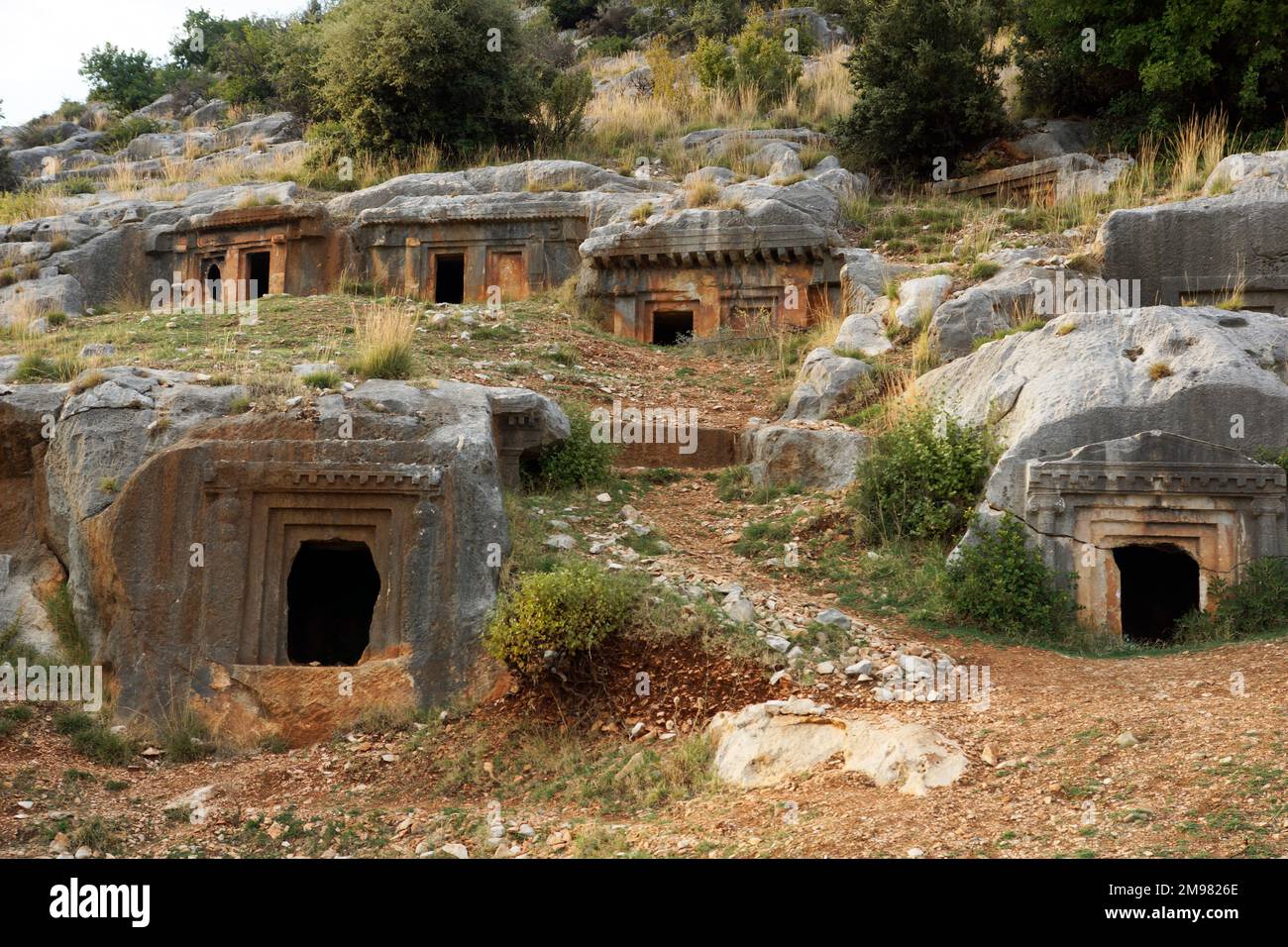 Turchia, Lykia, Limyra: Tombe di roccia (4th ° secolo AC) Foto Stock
