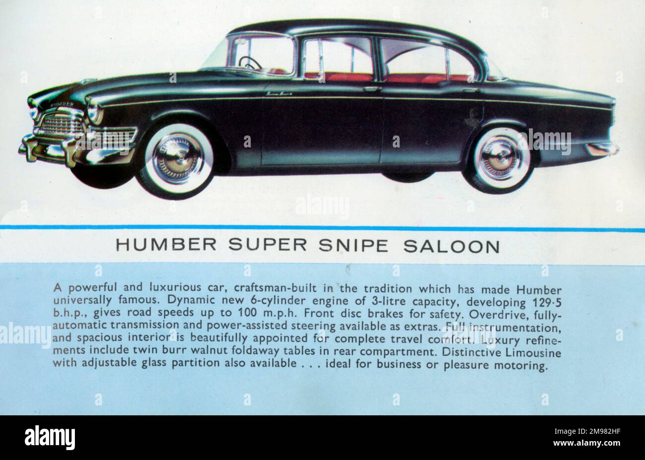 La Humber Super Snipe Saloon, pubblicizzata in un opuscolo Humber, Hillman e Sunbeam Rootes Motors Limited. Foto Stock