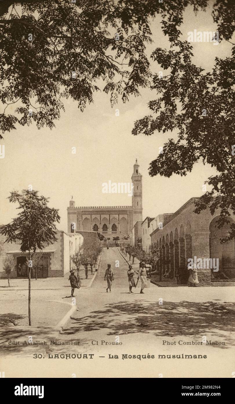 La moschea islamica in cima alla collina di Laghouat, Algeria Foto Stock