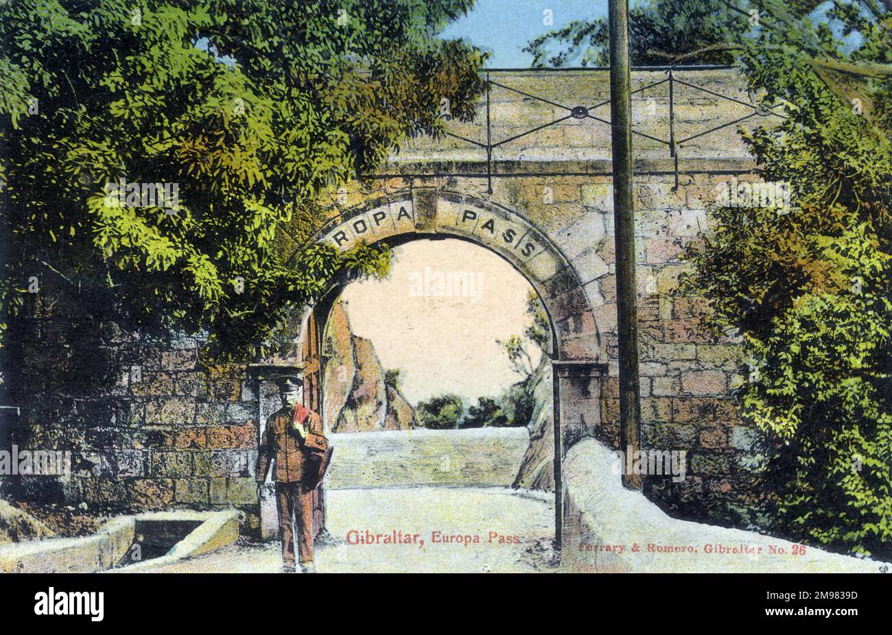 Ingresso alle batterie Europa Pass - un gruppo di batterie di artiglieria nel territorio britannico d'oltremare di Gibilterra. Foto Stock