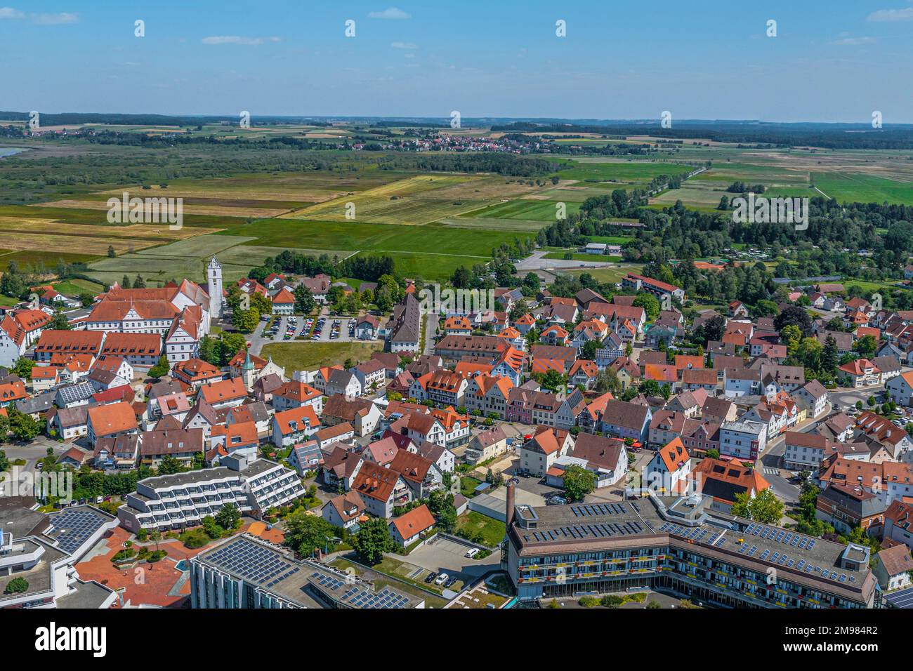 L'alta città sveva di Bad Buchau dall'alto Foto Stock