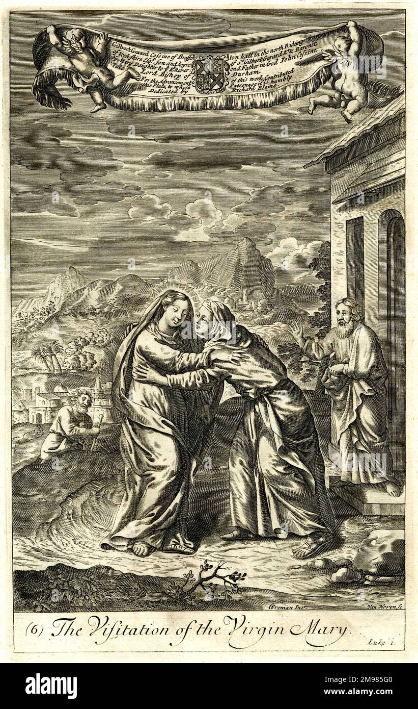La Visitazione della Vergine Maria (Maria visita Elisabetta, futura madre di Giovanni Battista) - Luca 1. Foto Stock