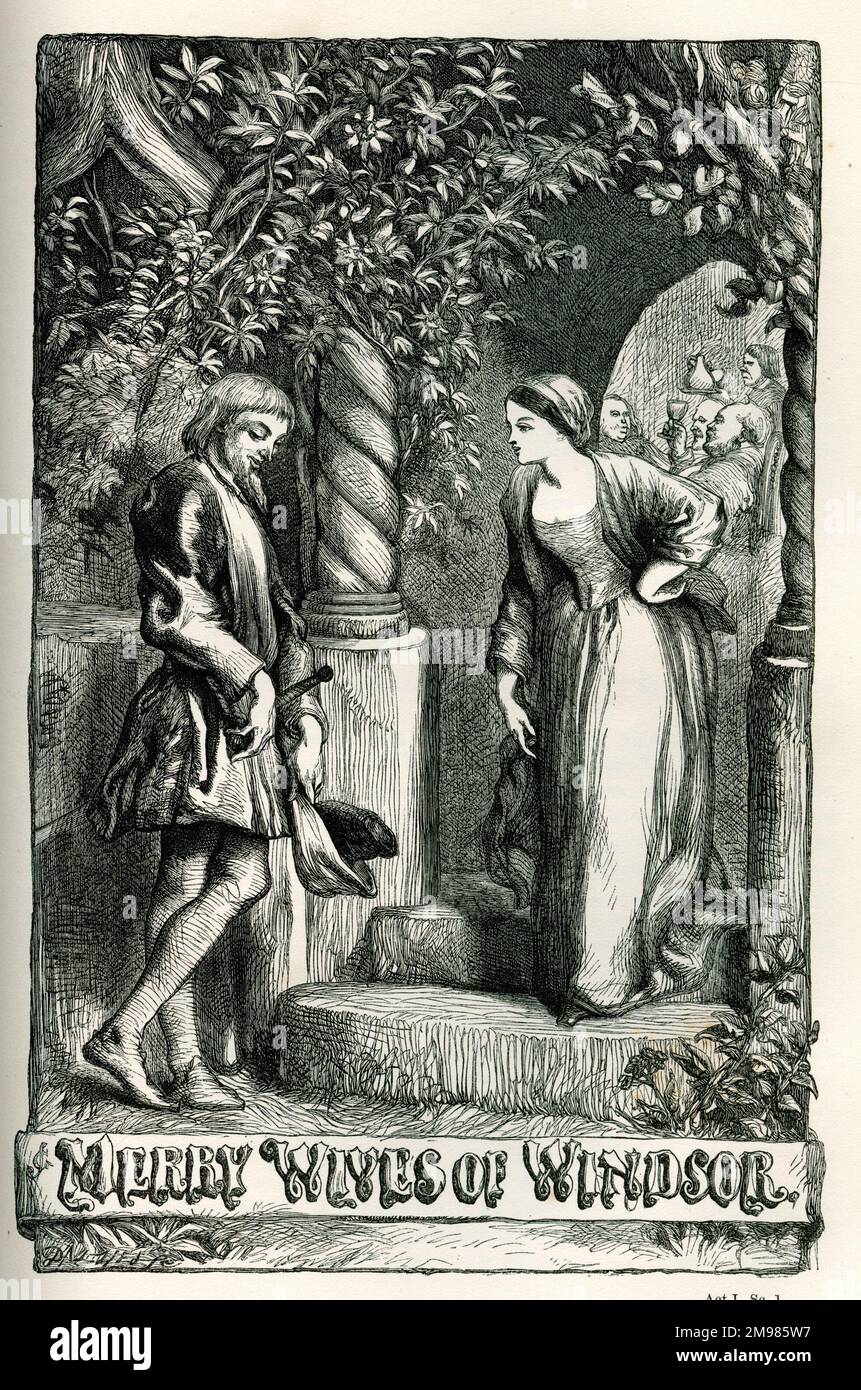 Le mogli allegre di Windsor - pagina del titolo - pagina di Anne e snella, un pretendente inept e infruttuoso. Foto Stock