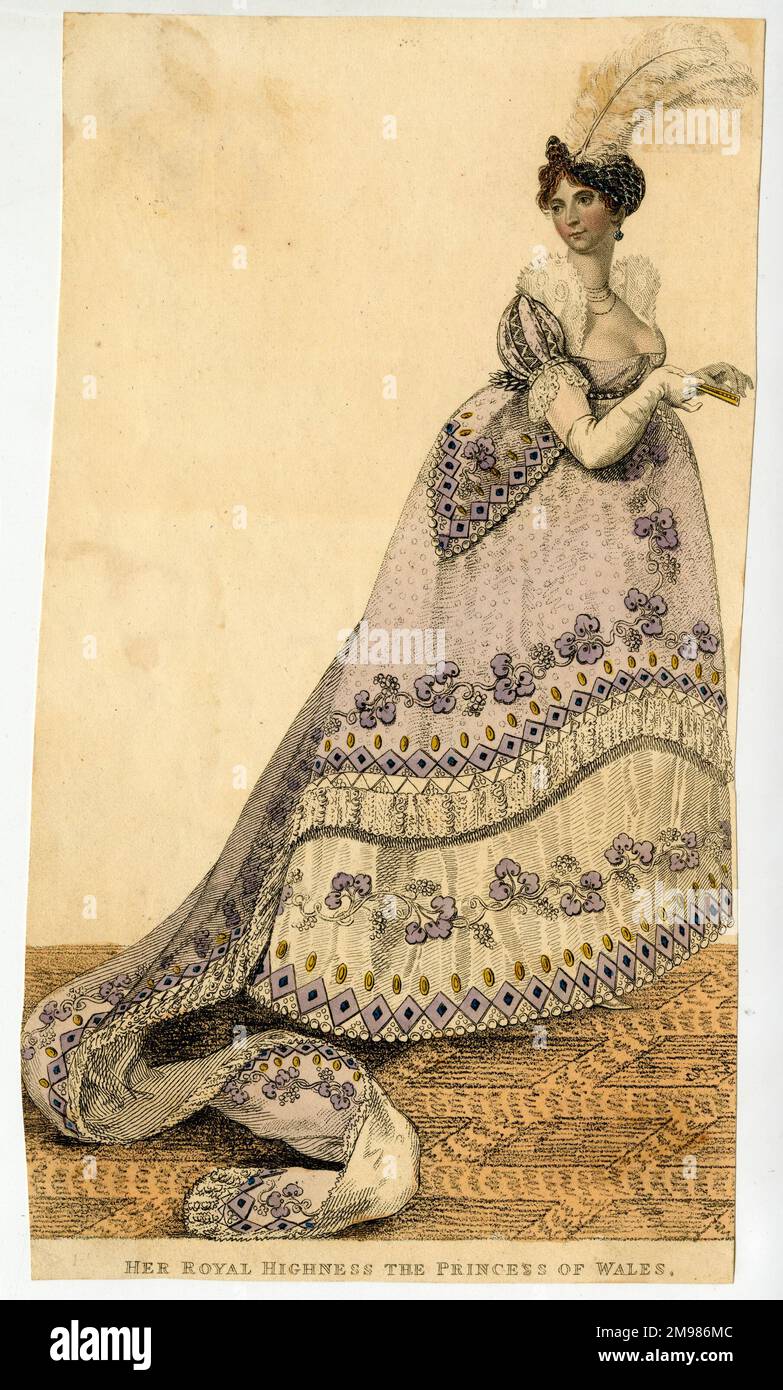 Principessa Charlotte Augusta di Galles (7 gennaio 1796 - 6 novembre 1817), figlio unico di Giorgio IV (allora Principe di Galles) e Caroline di Brunswick. Visto qui in un abito elaborato. Foto Stock