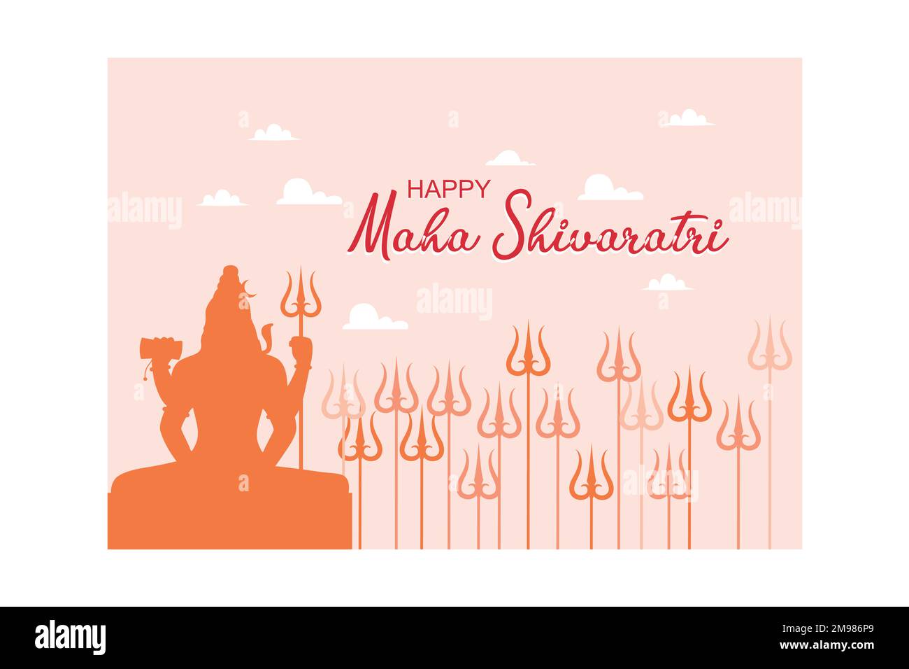 Illustrazione di Happy Maha Shivaratri Hindu Festival celebrare Shiva Signore, piatto vettore moderna illustrazione Illustrazione Vettoriale