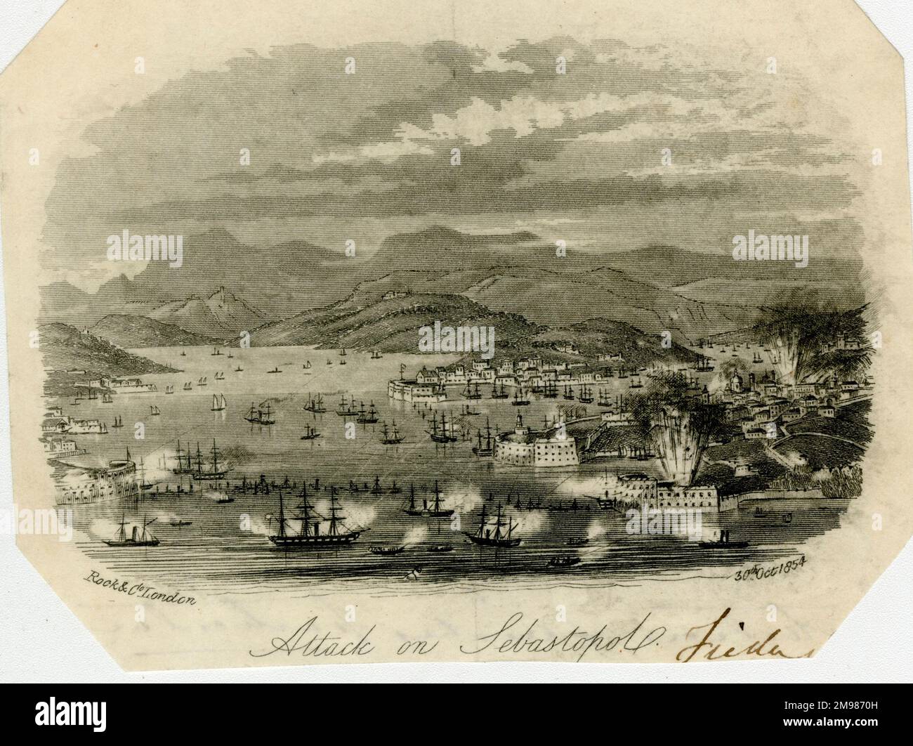 Guerra di Crimea, attacco a Sebastopol, 30 ottobre 1854, vista del porto. Foto Stock