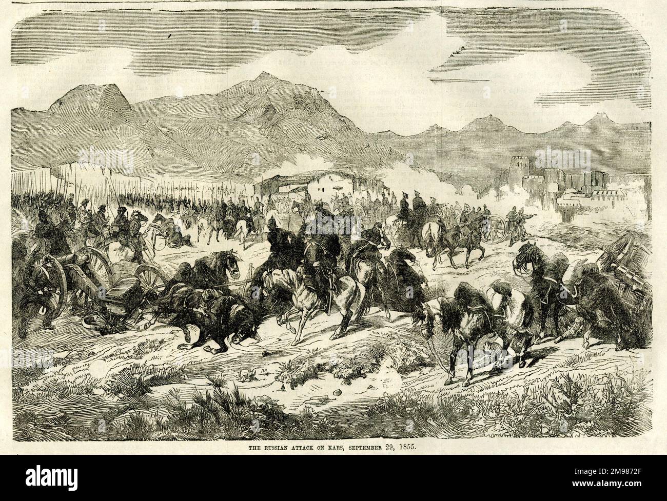 Guerra di Crimea -- l'attacco russo contro Kars, 29 settembre 1855. Foto Stock