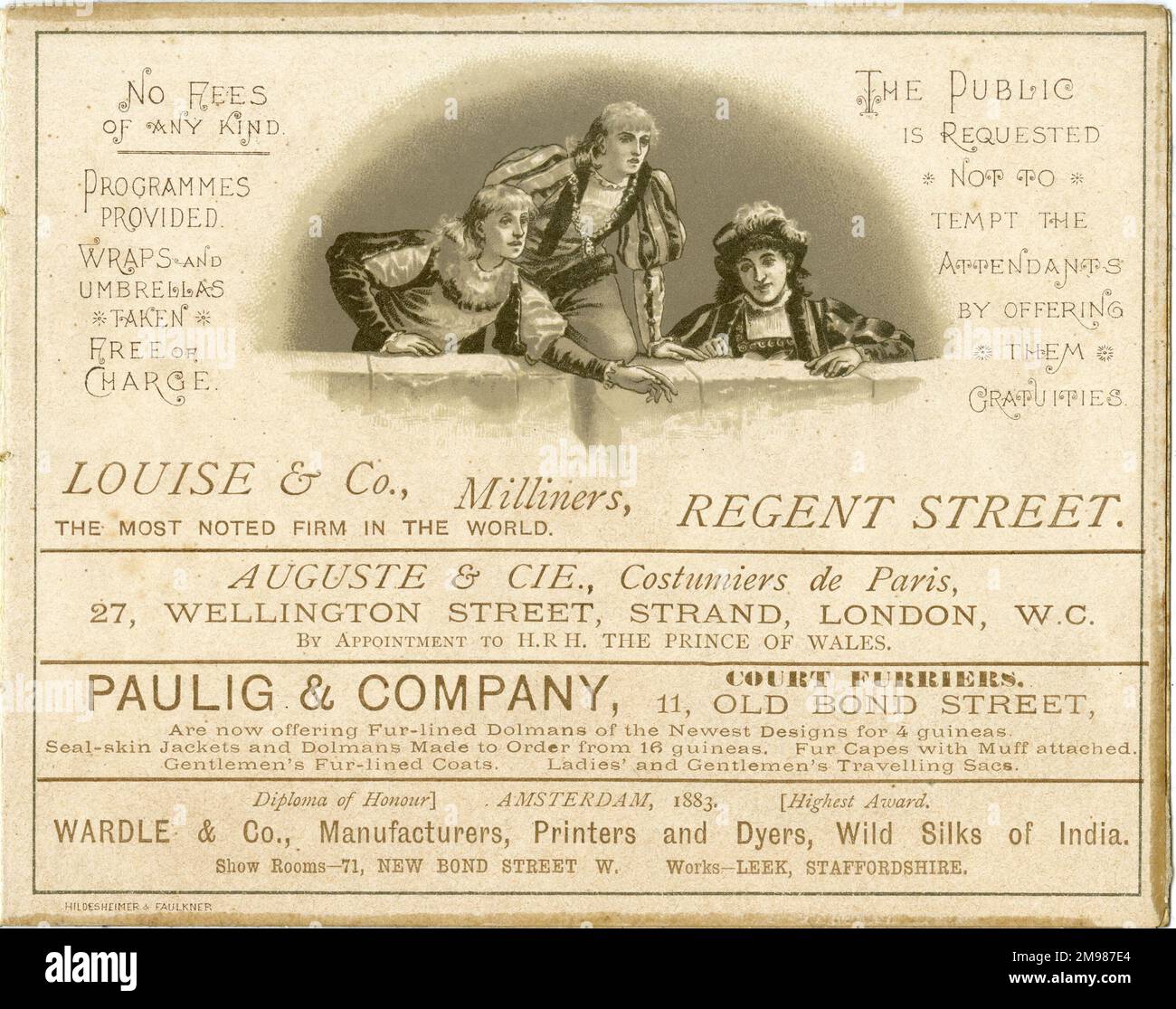Annunci pubblicitari nel programma Princess Ida, Gilbert & Sullivan, Savoy Theatre, Londra. Foto Stock