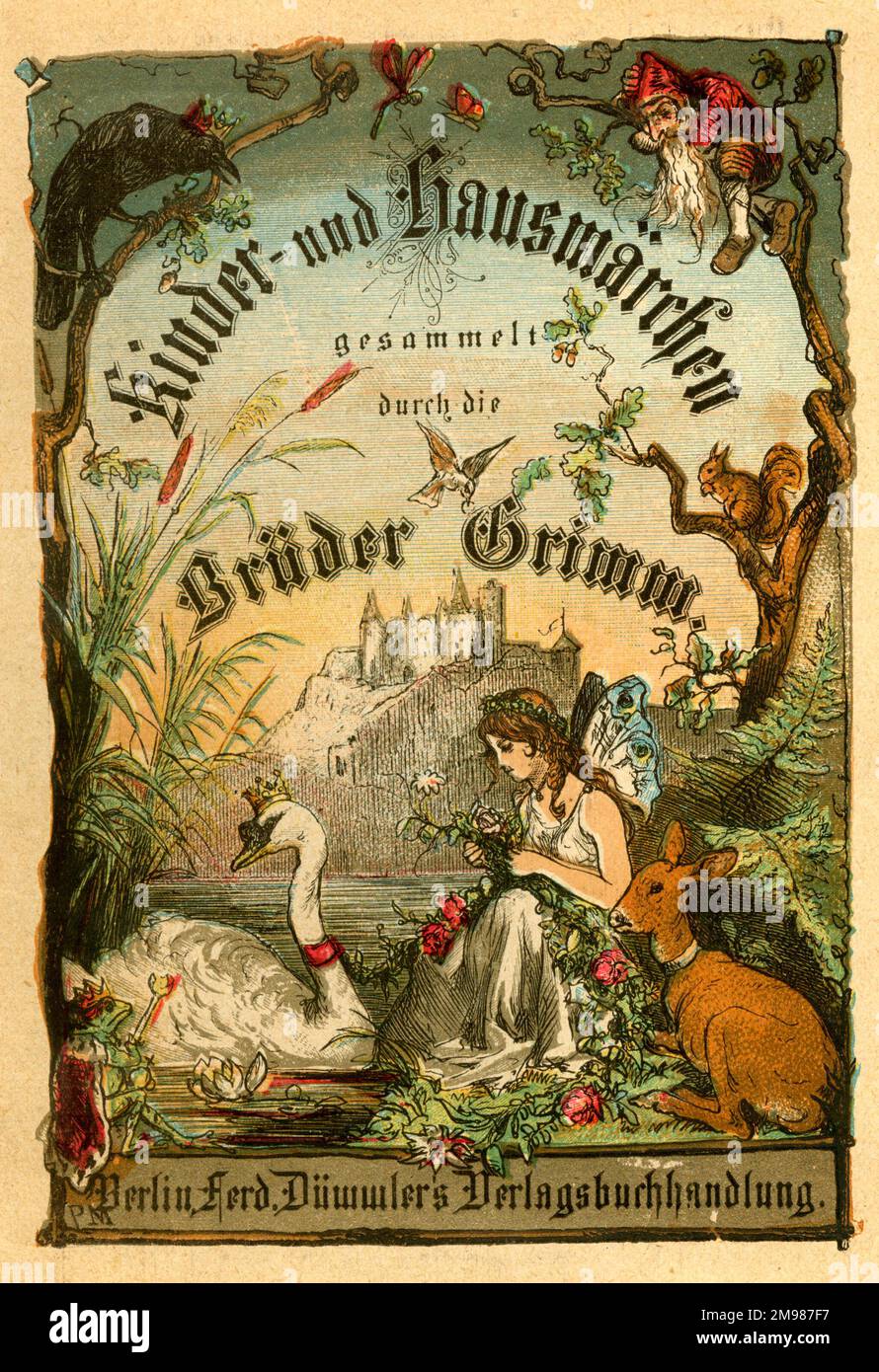 Pagina del titolo, racconti per bambini e famiglie, raccolti dai Fratelli Grimm. Foto Stock