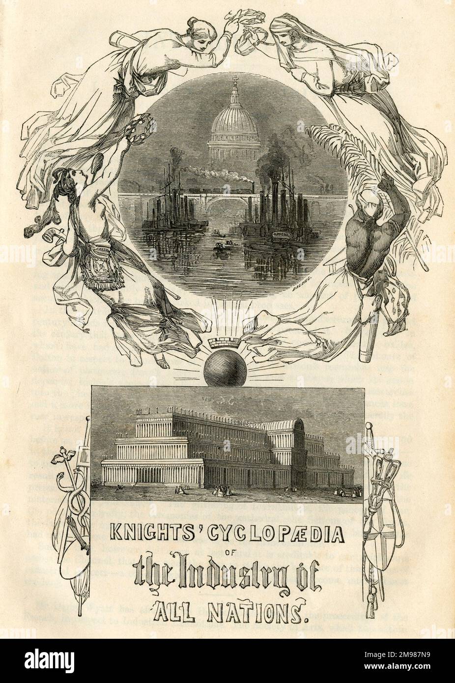 La Cyclopedia of the Industry of All Nations di Knight, che descrive in dettaglio i contenuti della Grande Mostra di Londra. Mostra il Tamigi e il Crystal Palace a Hyde Park. Foto Stock