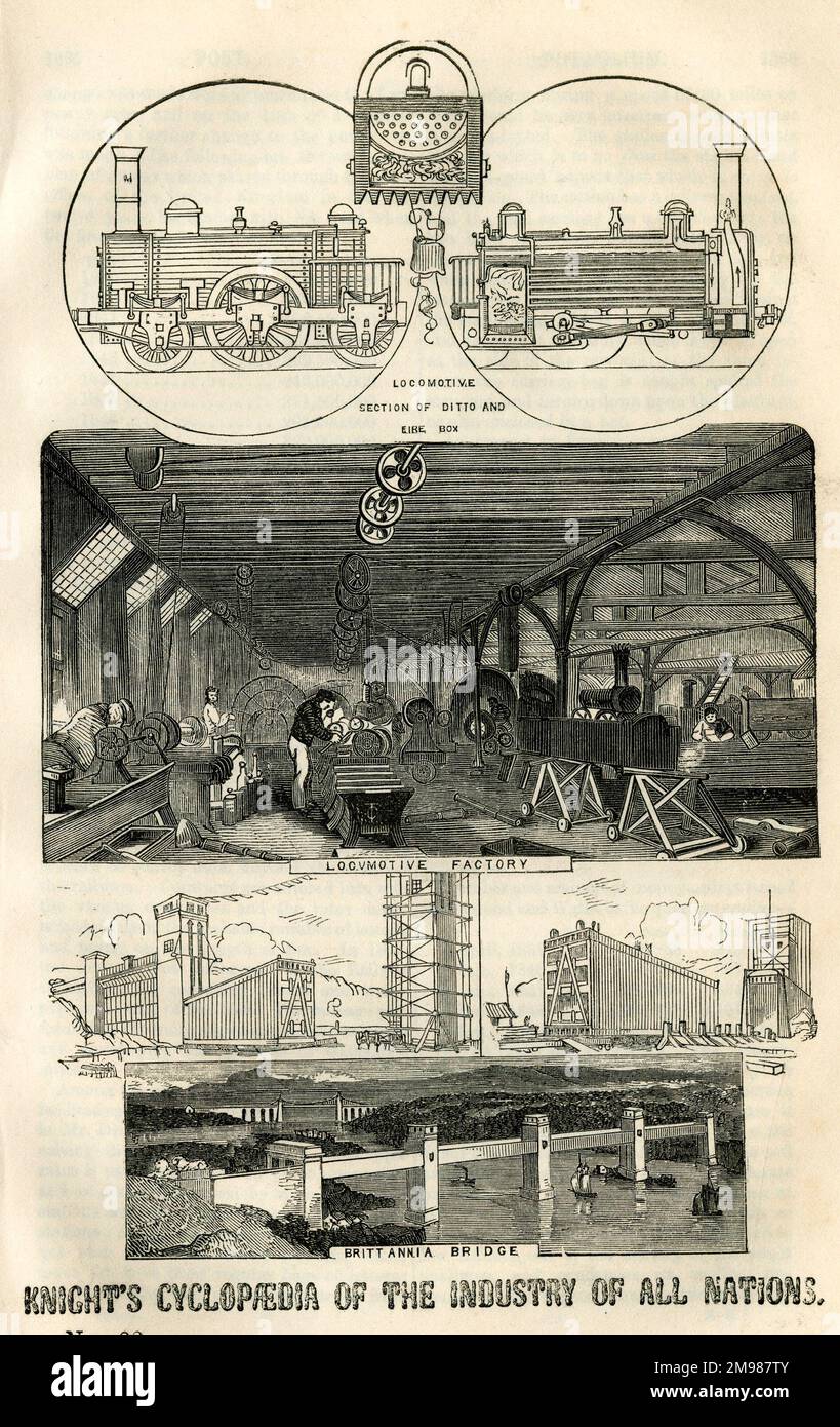 La Cyclopedia of the Industry of All Nations di Knight, che descrive in dettaglio i contenuti della Grande Mostra di Londra. Mostrare vari processi in una fabbrica di locomotive. Foto Stock