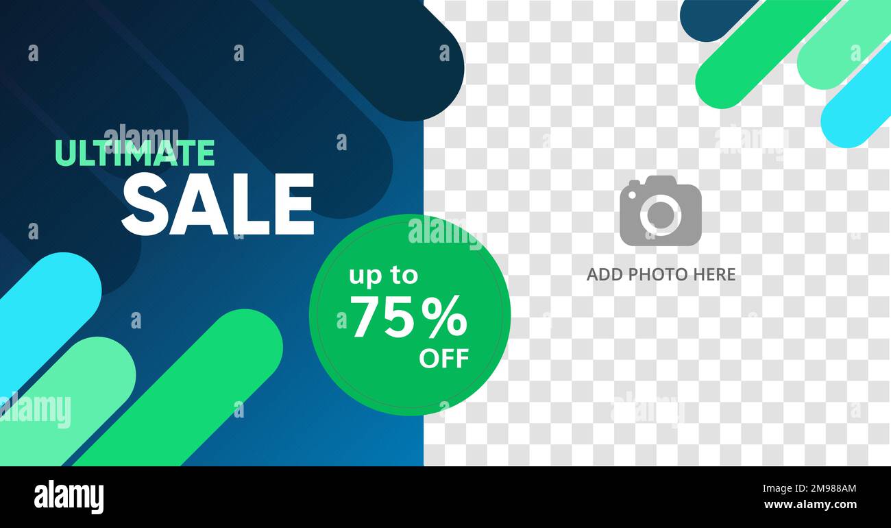 Modello di post sui social media, banner modificabile sui social media con un luogo per un'immagine. Illustrazione vettoriale. Illustrazione Vettoriale