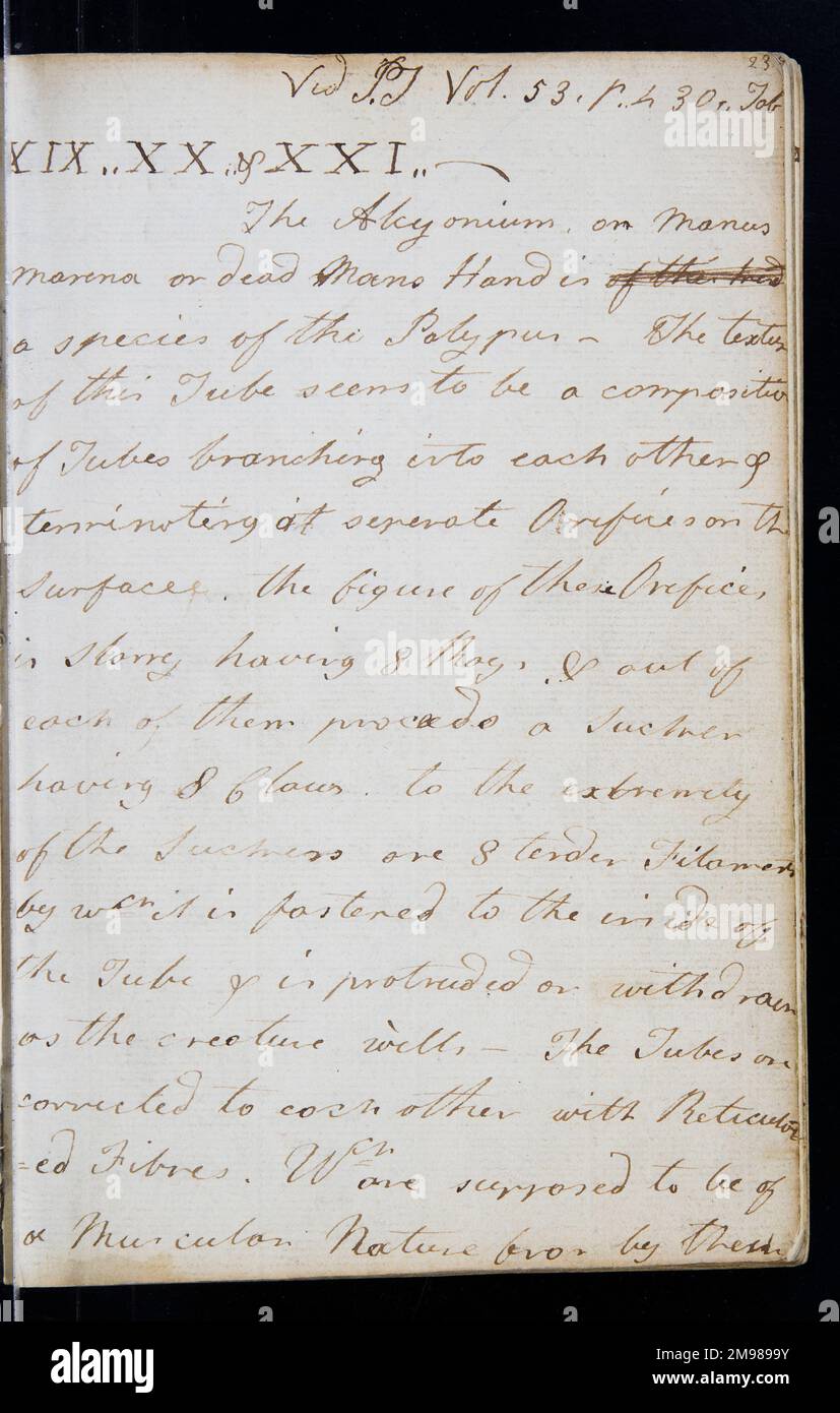 Pagina dal notebook originale di George Cayley (1773-1857) - prolifico ingegnere inglese e una delle persone più importanti nella storia dell'aeronautica. Foto Stock