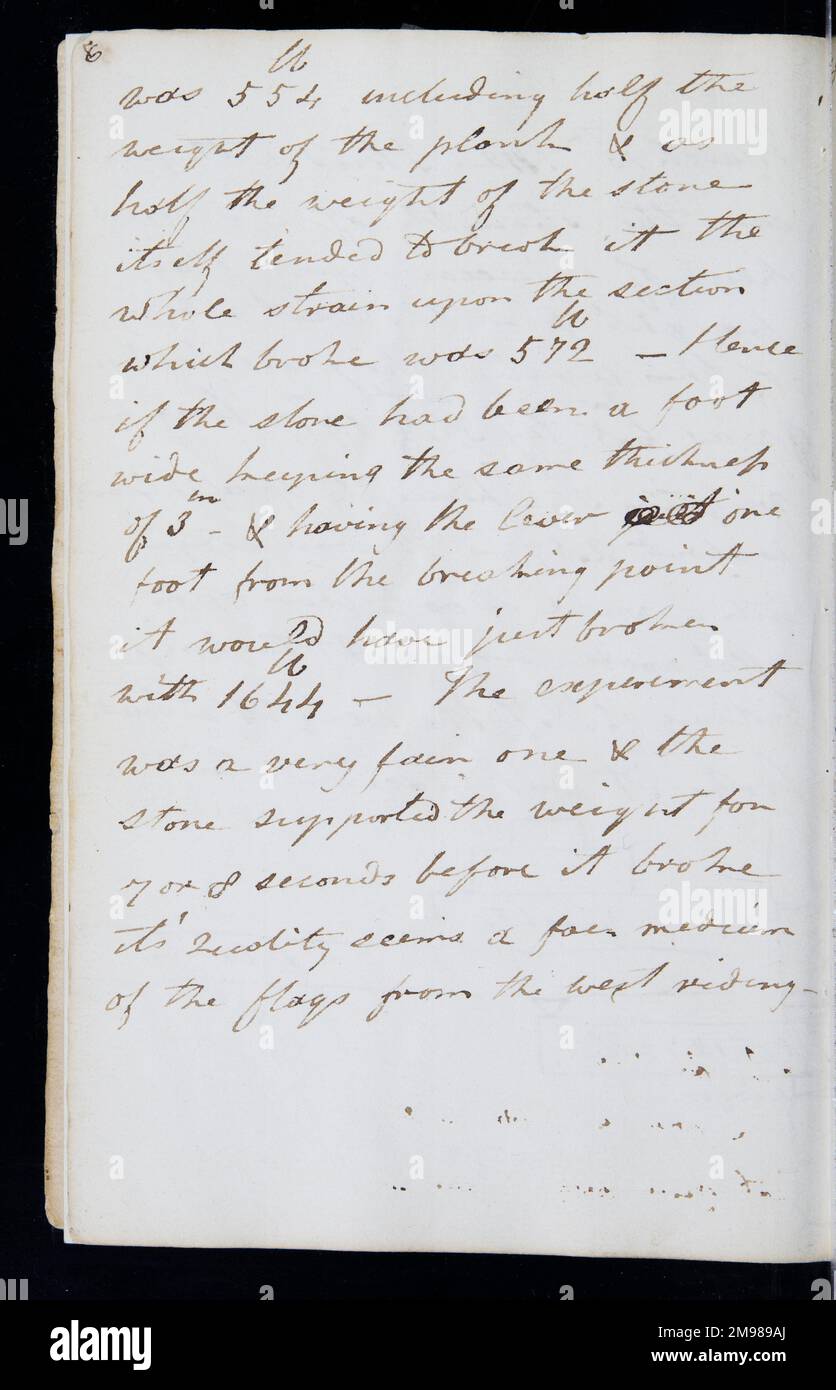 Pagina dal notebook originale di George Cayley (1773-1857) - prolifico ingegnere inglese e una delle persone più importanti nella storia dell'aeronautica. Foto Stock