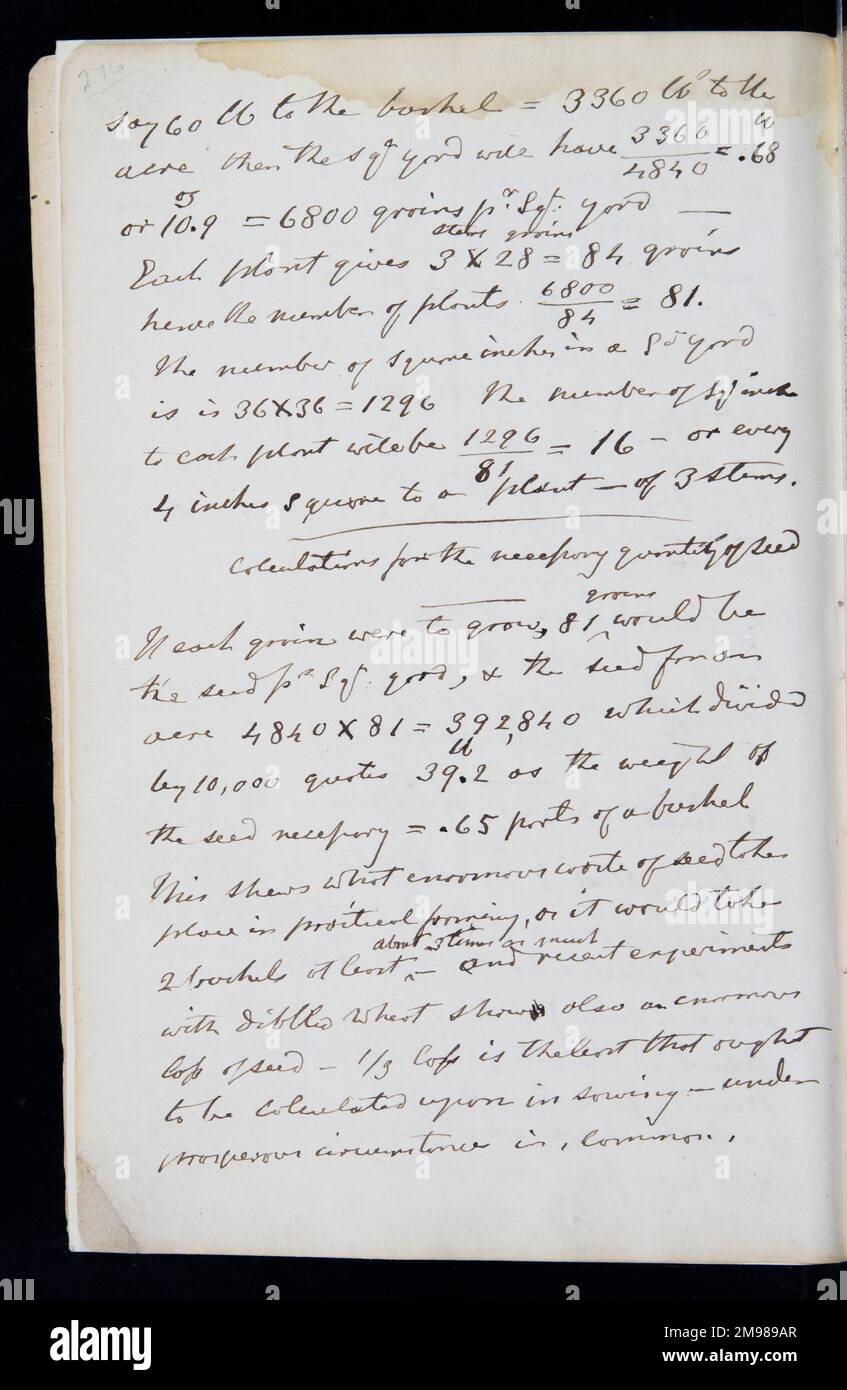 Pagina dal notebook originale di George Cayley (1773-1857) - prolifico ingegnere inglese e una delle persone più importanti nella storia dell'aeronautica. Foto Stock