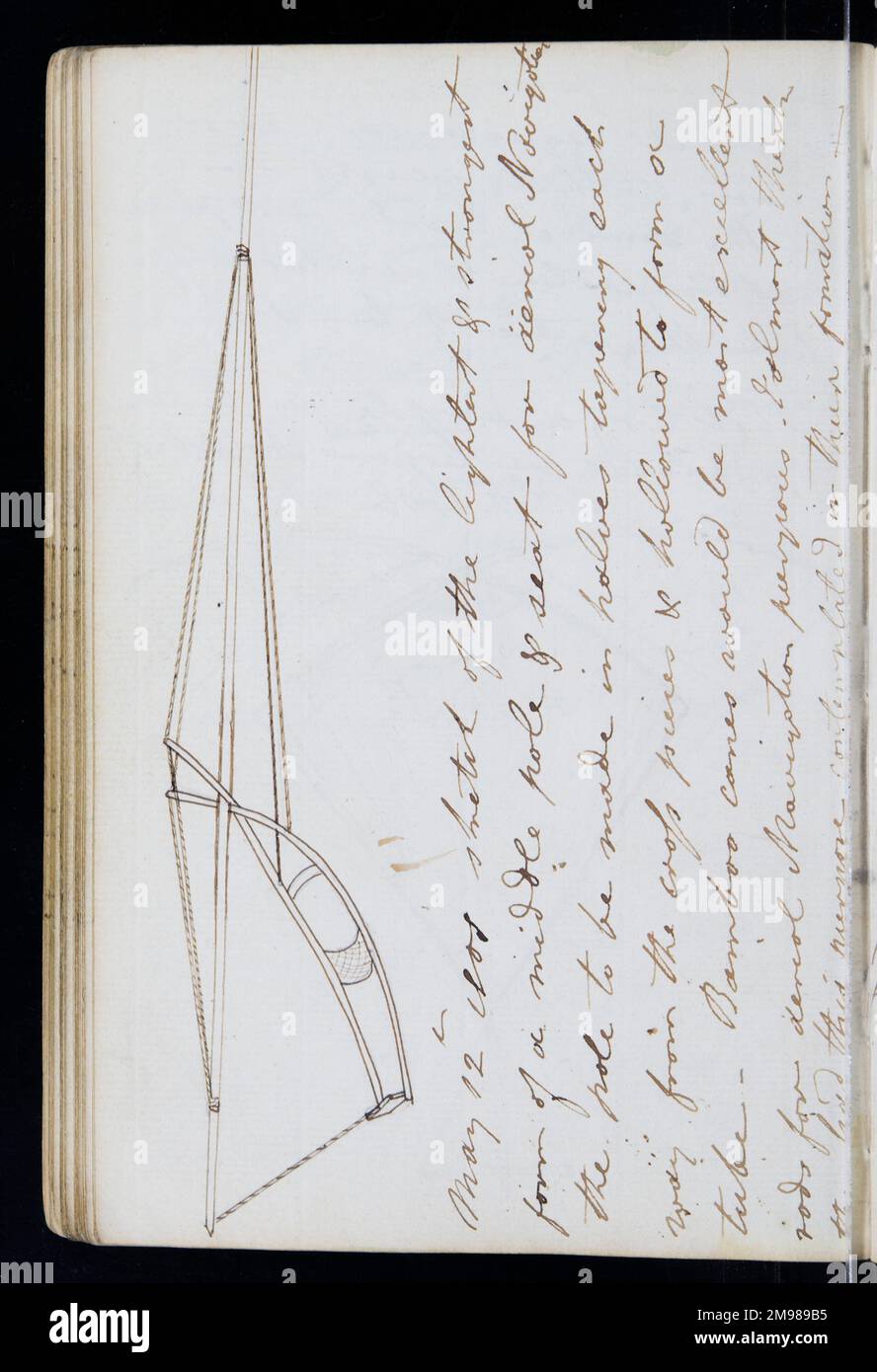 Pagina dal notebook originale di George Cayley (1773-1857) - prolifico ingegnere inglese e una delle persone più importanti nella storia dell'aeronautica. Foto Stock