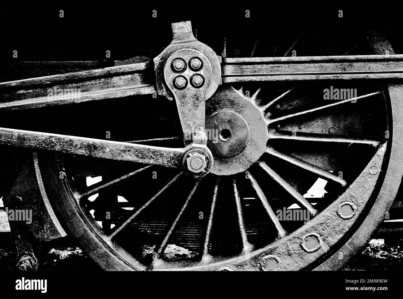 Ruota di un treno a vapore, Inghilterra. Foto Stock