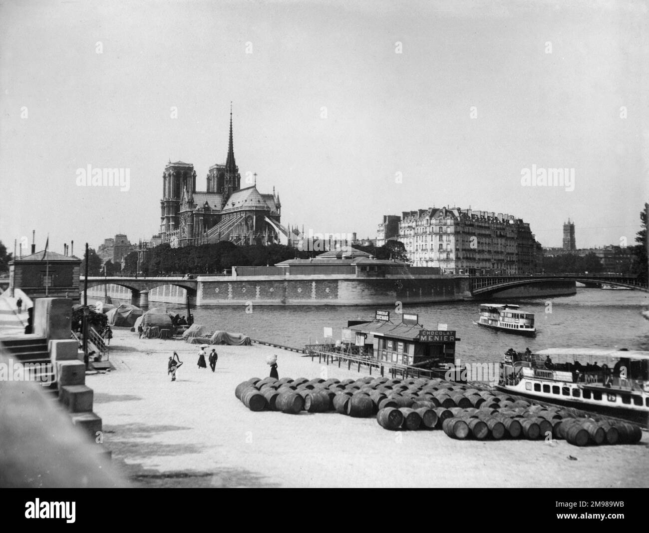 Notre Dame, Senna e Morgue, Parigi, Francia. Foto Stock