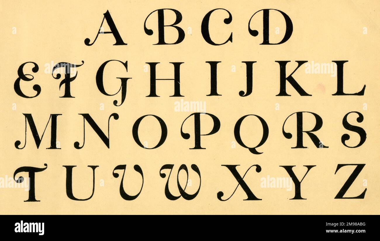 Alfabeto romano, maiuscolo A-Z. Foto Stock