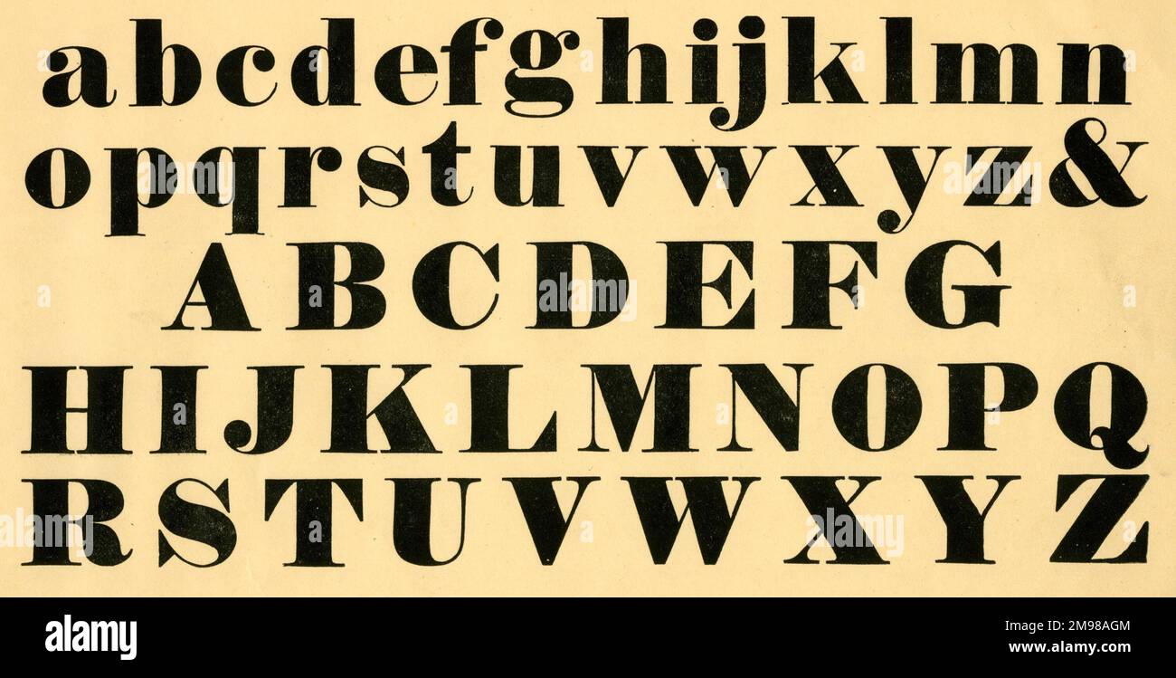 Alfabeto romano, maiuscolo e minuscolo A-Z. Foto Stock