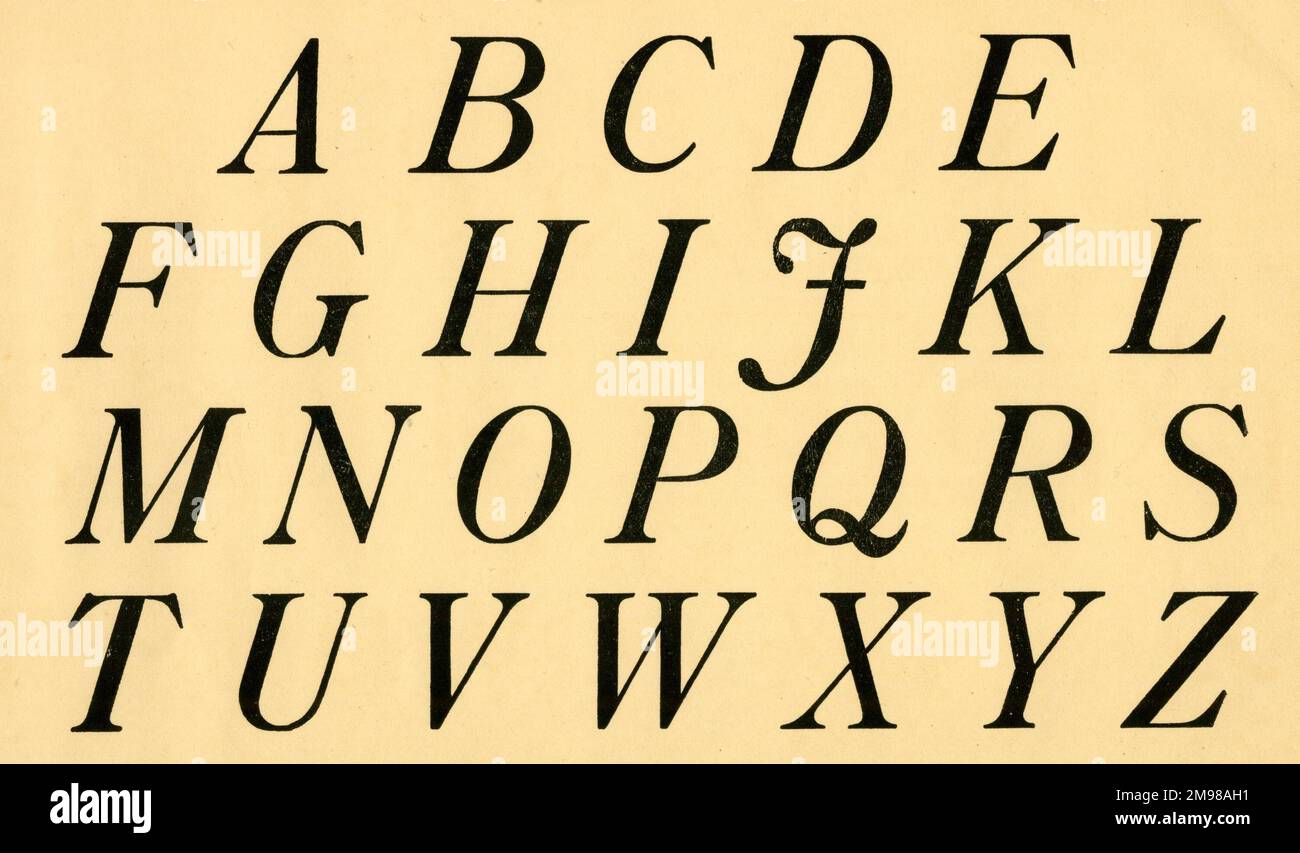 Alfabeto corsivo, maiuscolo A-Z. Foto Stock
