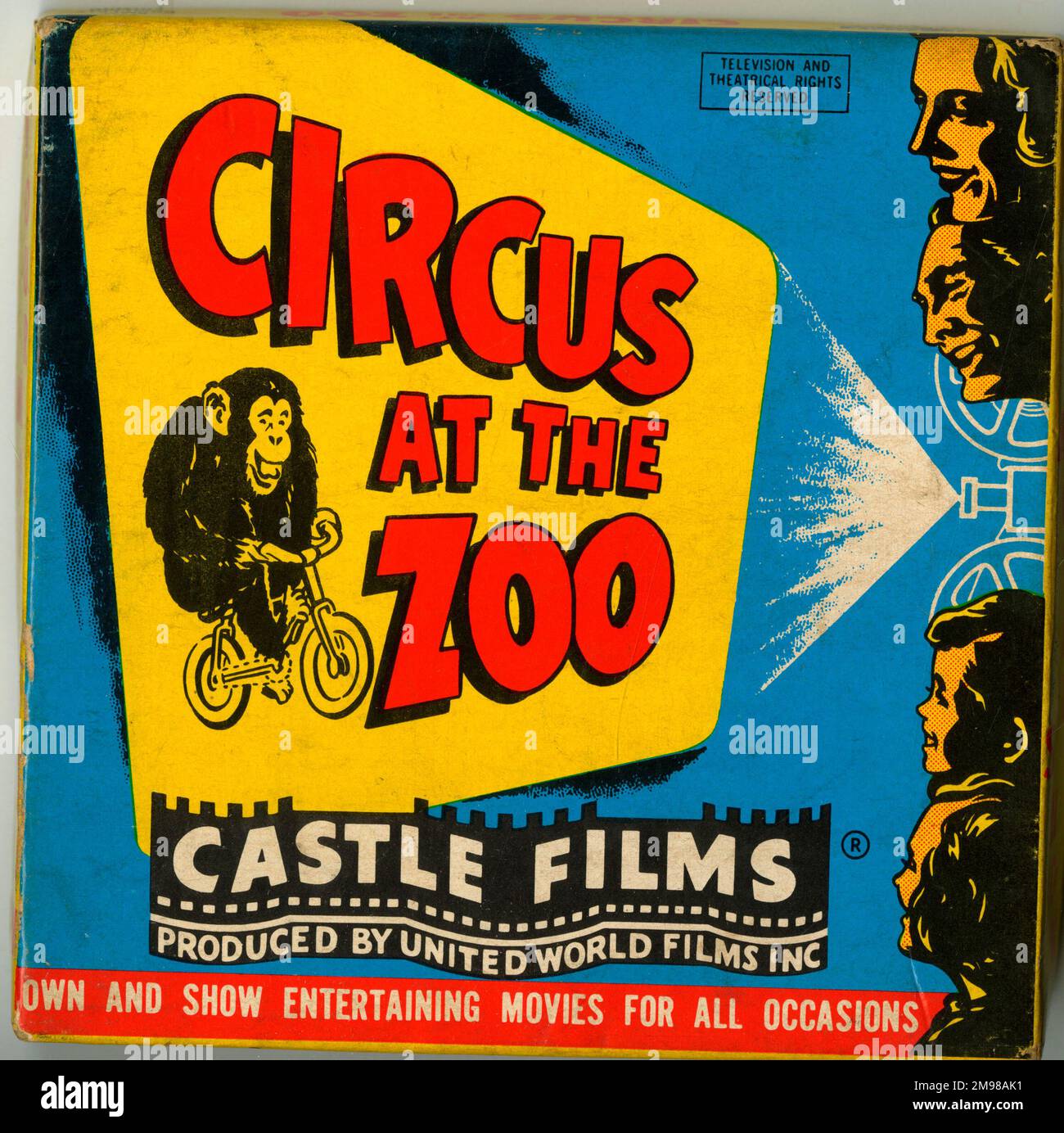 Box cover design, Circus at the Zoo, Castle Films, film 8mm. Foto Stock