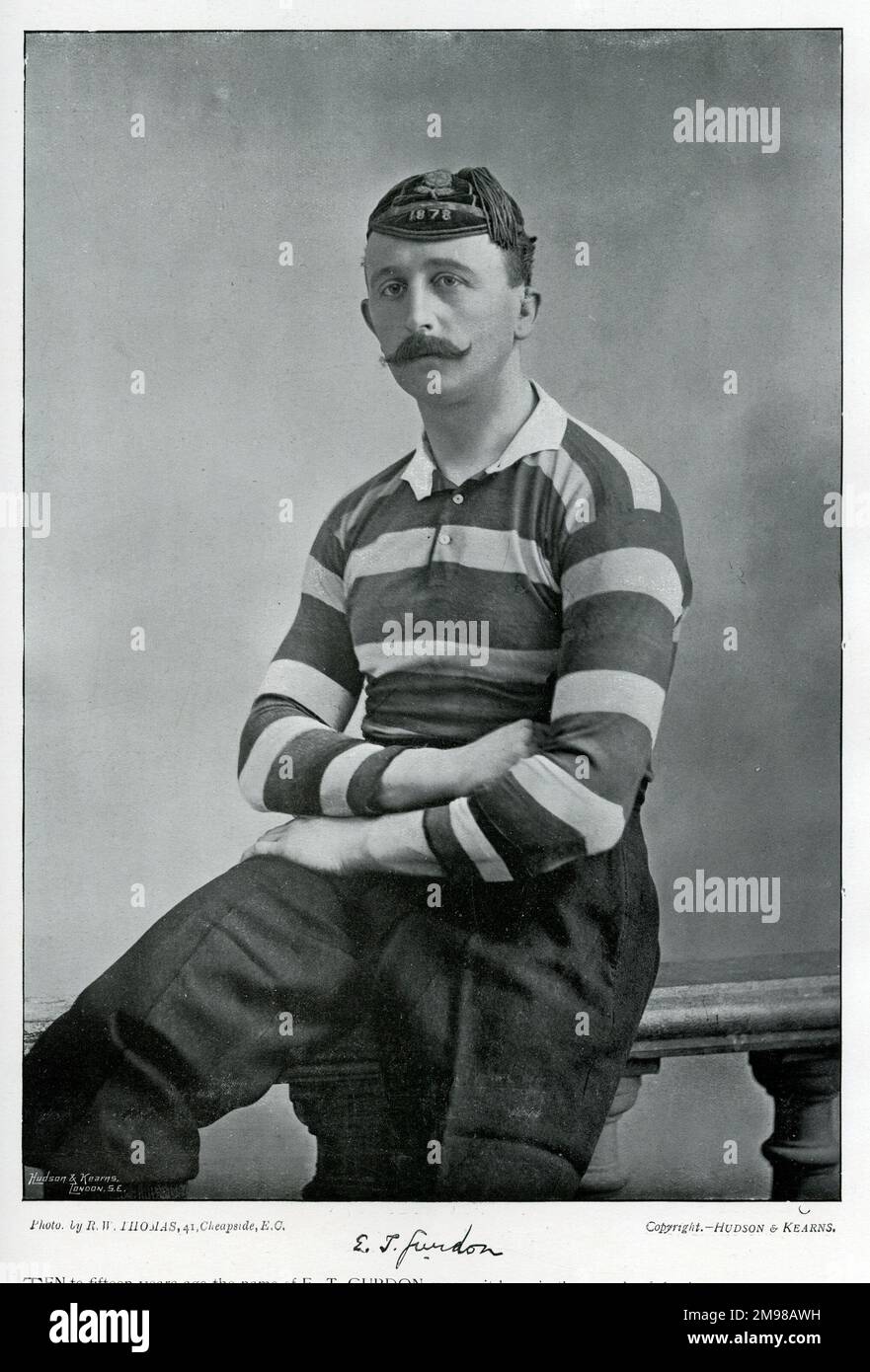 Edward Temple Gurdon (1854-1929), giocatore e capitano di rugby internazionale dell'Inghilterra. Foto Stock