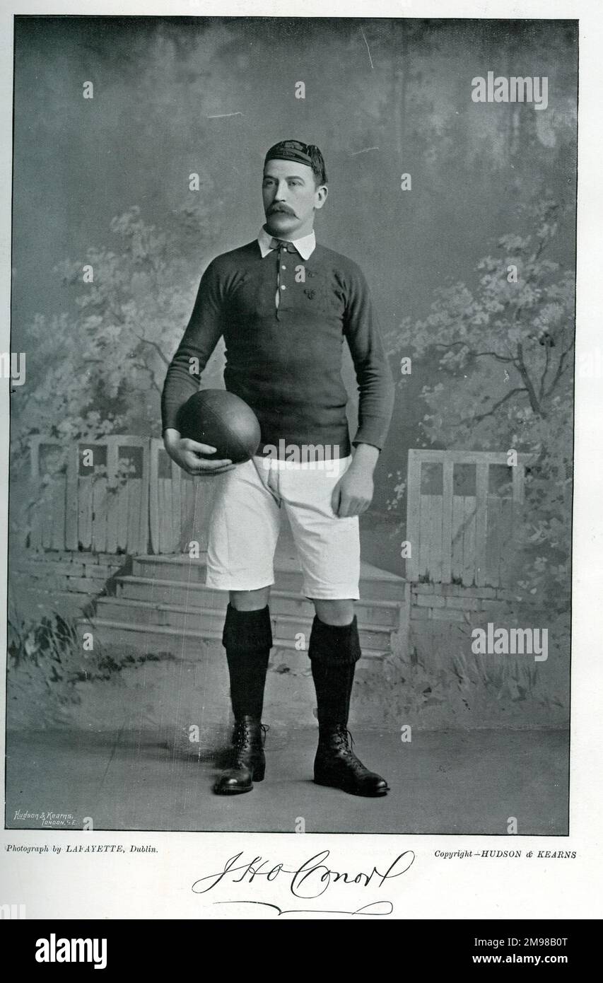 John Hamilton o'Conor (c1866-1953), giocatore nazionale irlandese di rugby. Ha anche suonato per i Bective Rangers, e ha servito come presidente dell'IRFU. Foto Stock