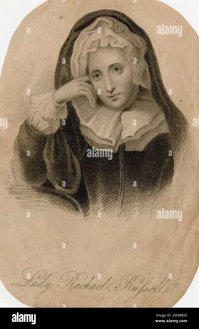 Rachel, Lady Russell (Nee Wriothesley, 1636-1723), scrittore e autore di lettere, moglie di William, Barone Russell, che fu giustiziato per la sua parte nella Rye House Plot del 1683. Visto qui vestito come una vedova. Foto Stock