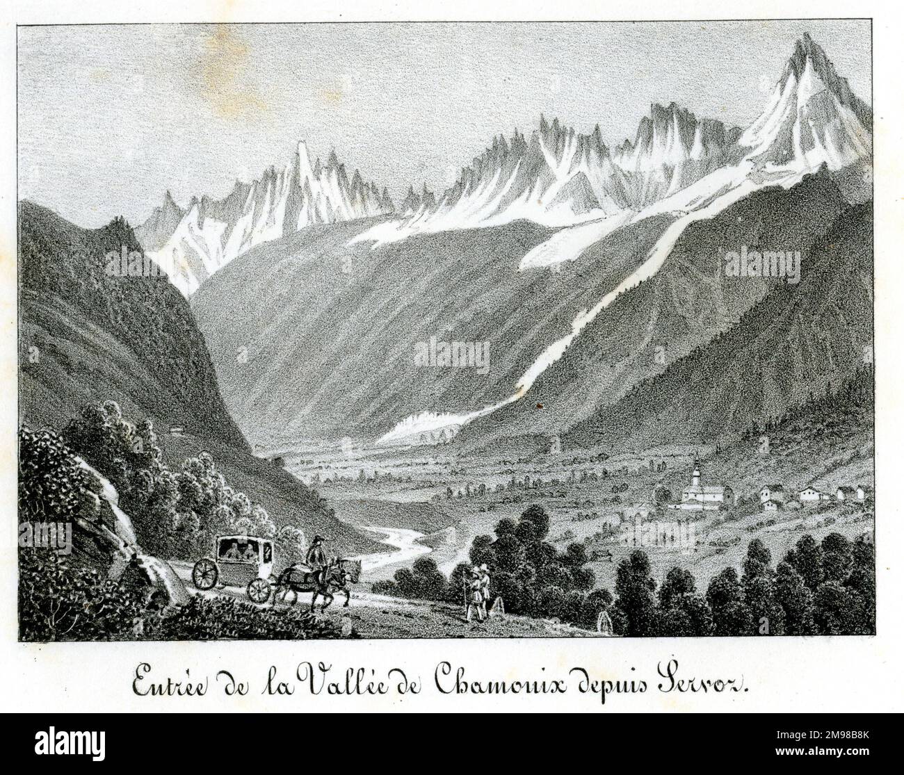 Ingresso alla valle di Chamonix da Servoz. Foto Stock