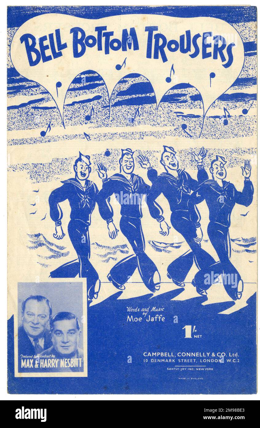 Copertina musicale, pantaloni Bell Bottom, parole e musica di Moe Jaffe, come eseguito da Max e Harry Nesbitt. Foto Stock
