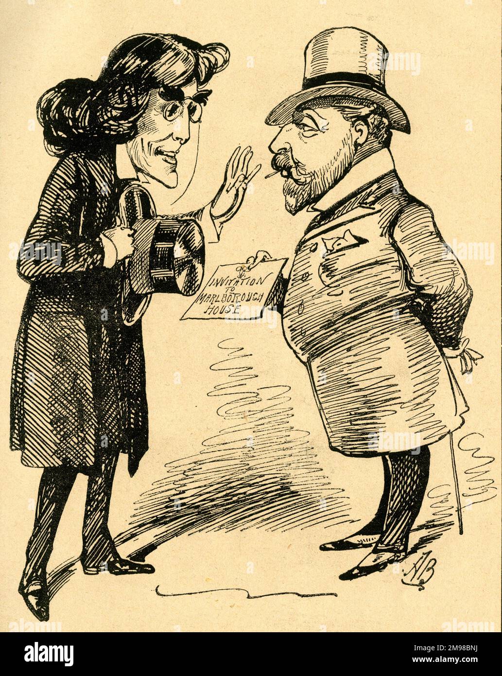 Cartoon, Henry Irving e Edward, Principe di Galles - un invito a Marlborough House. Irving dice: Il fatto è, io sono così infestato con inviti a cena, che si deve davvero Mi scusi! Foto Stock