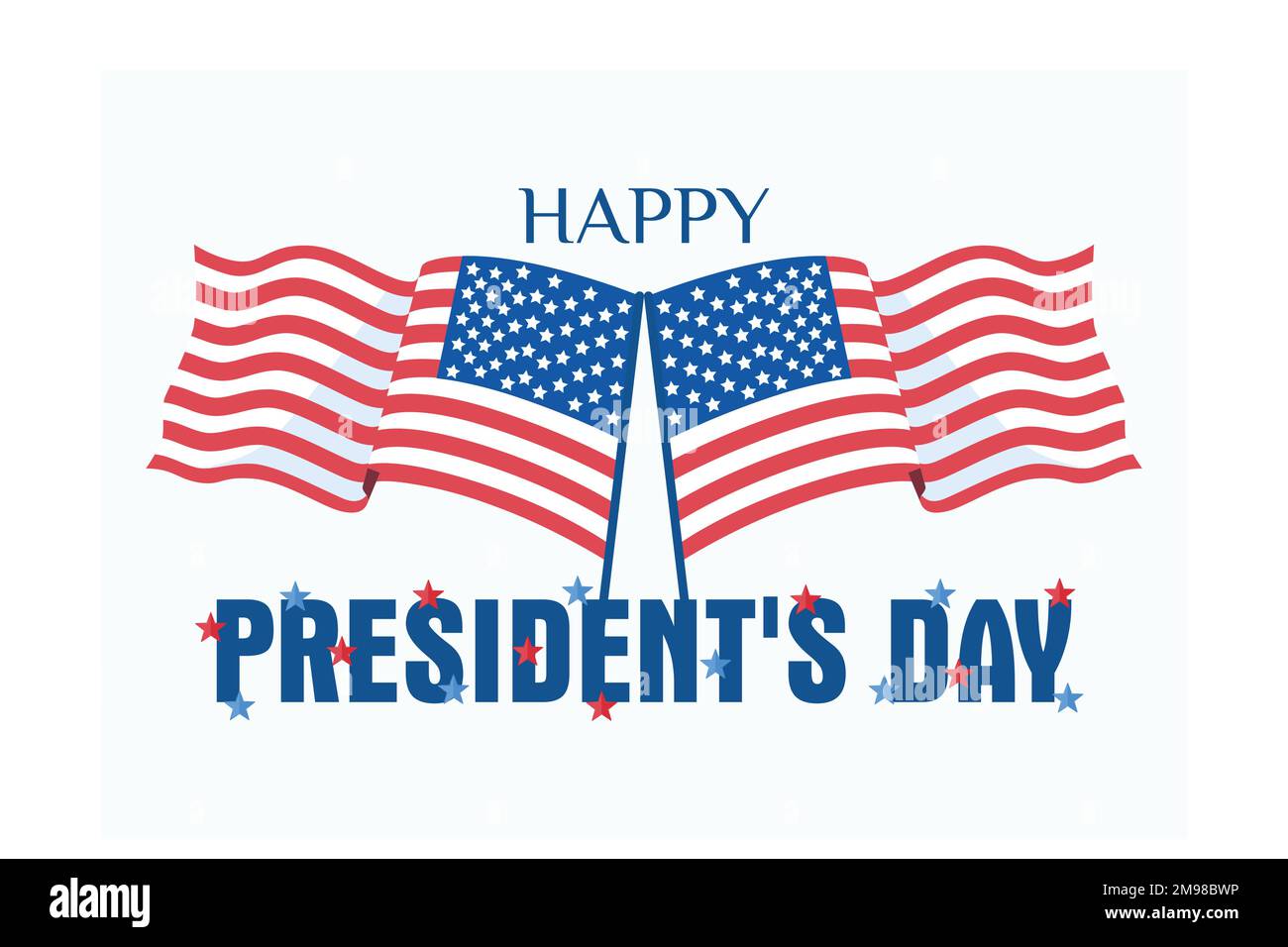 Modello vettoriale buon giorno del presidente. Design per striscioni, biglietti d'auguri o stampa, grafica vettoriale piatta moderna Illustrazione Vettoriale