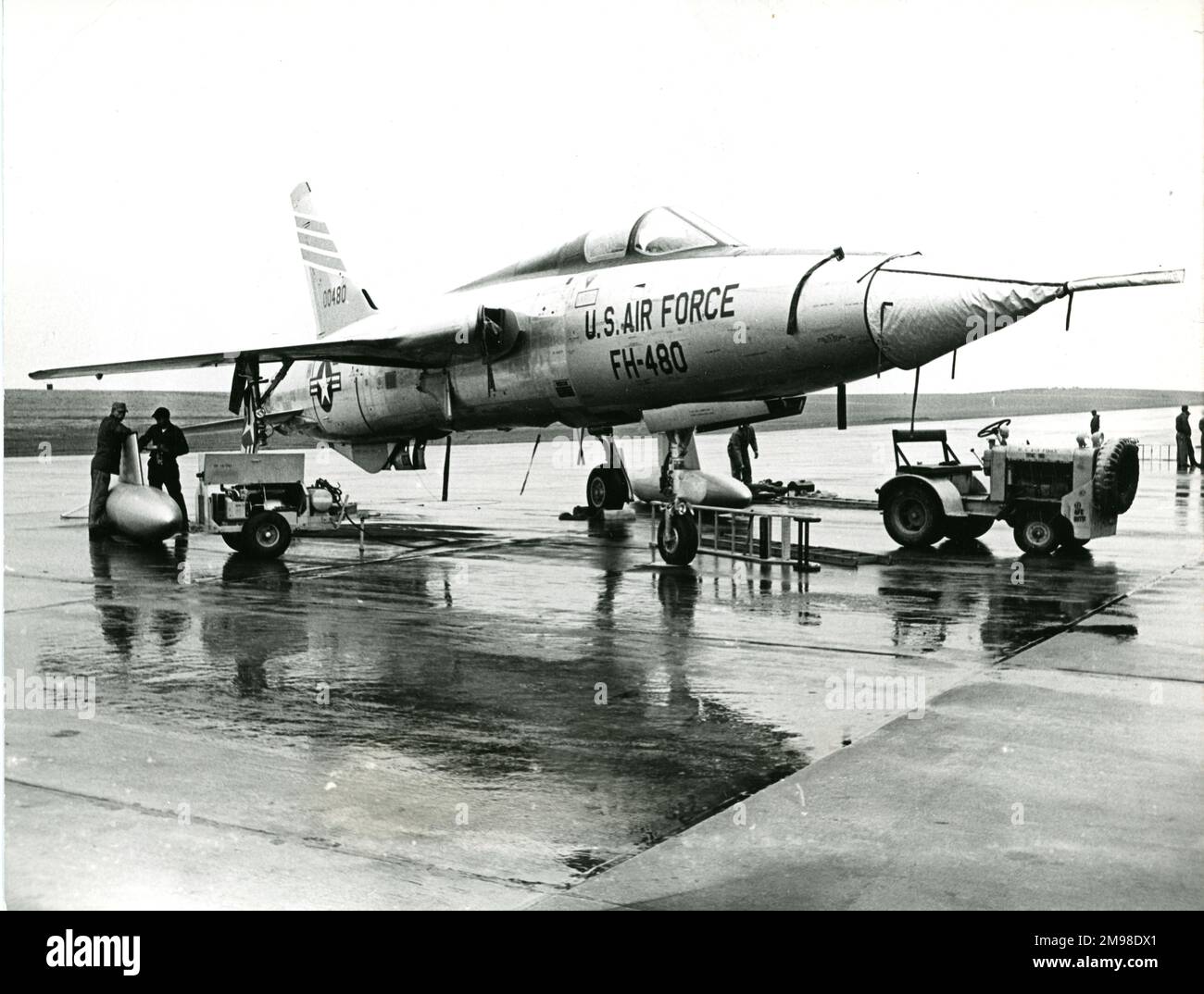Repubblica F-105D Thunderchief, 60-0480, a Bitburg, Germania, 2 agosto 1961. Foto Stock