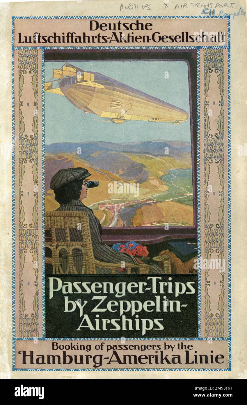 Copertina dei viaggi passeggeri con gli aerei Zeppelin, c1911. Foto Stock