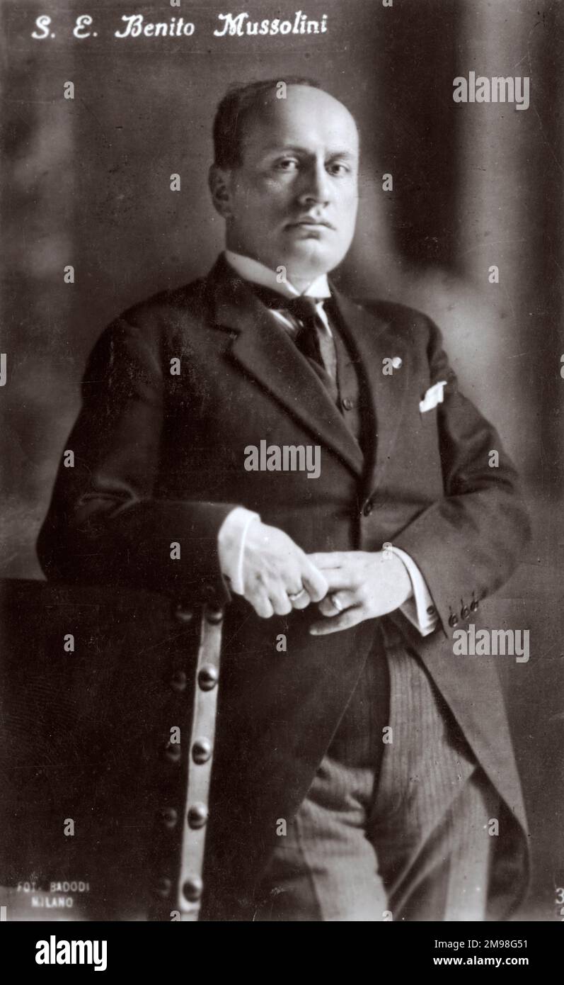 Benito Mussolini (1883-1945), leader politico italiano del Partito Nazionale fascista, 27th primo Ministro italiano. Foto Stock