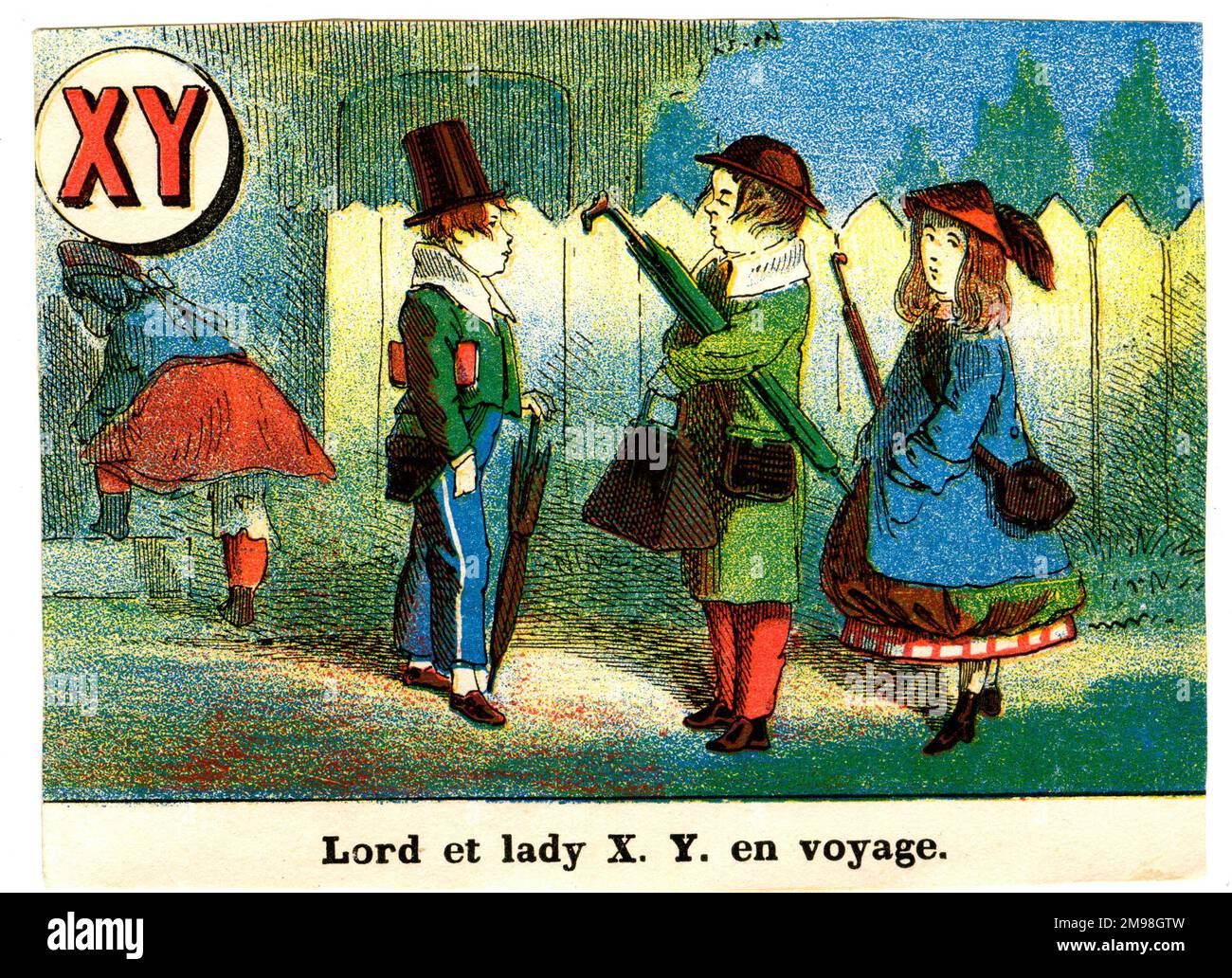 Alfabeto ferroviario francese - XY per Signore e signora XY en voyage (Signore e signora X Y in viaggio). Foto Stock