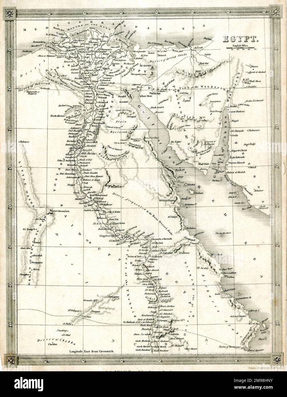 Mappa dell'Egitto. Foto Stock