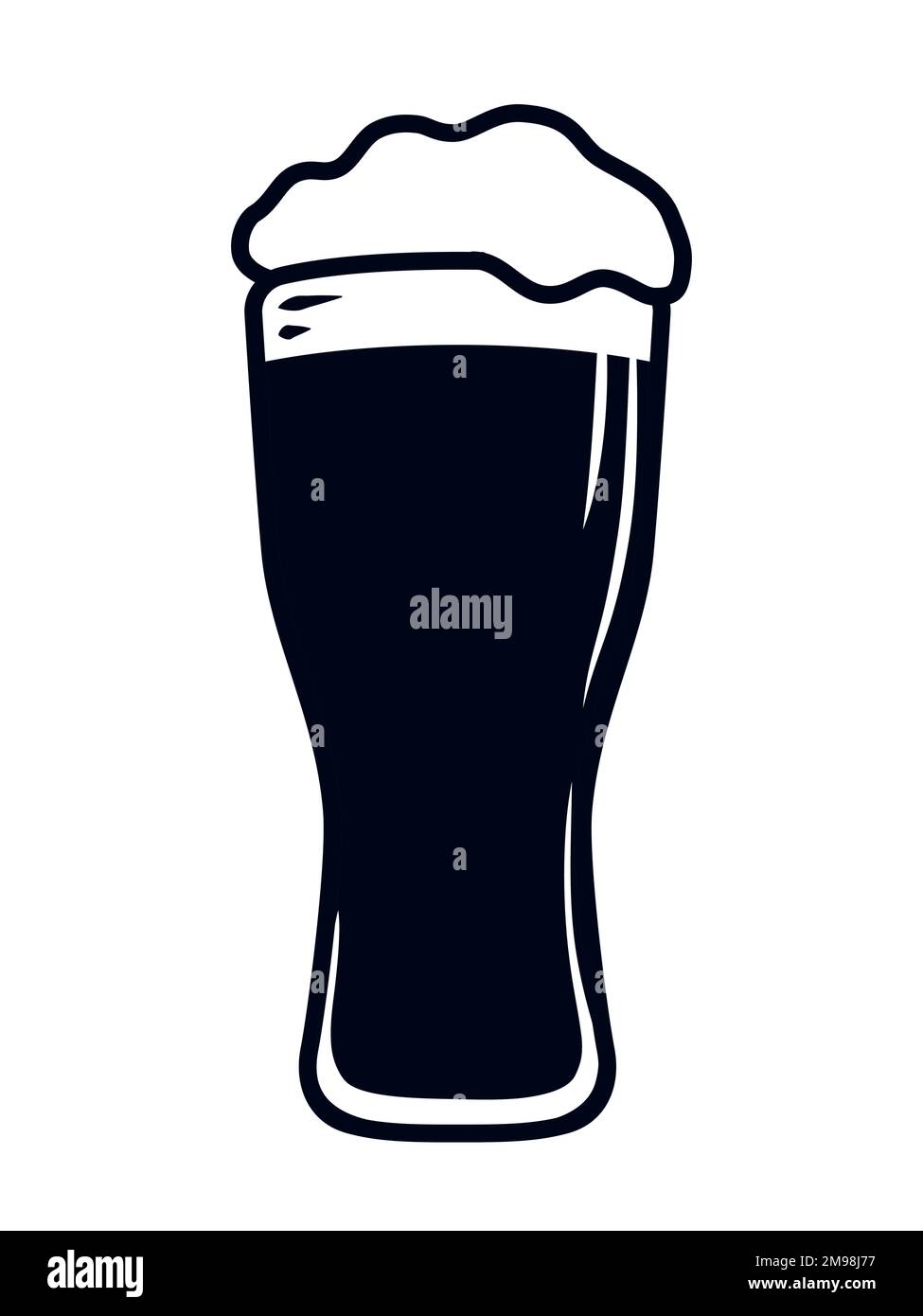Grande bicchiere di birra di grano con simbolo di schiuma birra di grano icona vettore Illustrazione Vettoriale