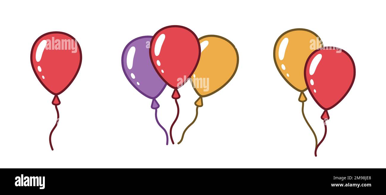 Mazzo di palloncini partito simbolo di volo decorazione palloncini vettore illustrazione insieme icona Illustrazione Vettoriale