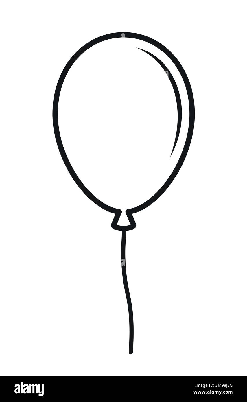 Simbolo di palloncino Flying party decorazione palloncino contorno vettoriale icona illustrazione Illustrazione Vettoriale