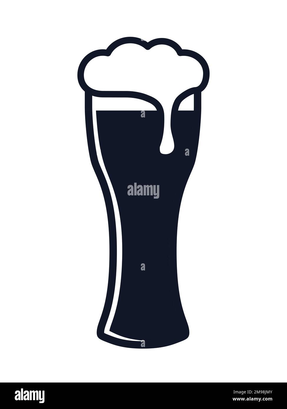 Grande bicchiere di birra di grano con simbolo di schiuma birra di grano icona di illustrazione vettore Illustrazione Vettoriale