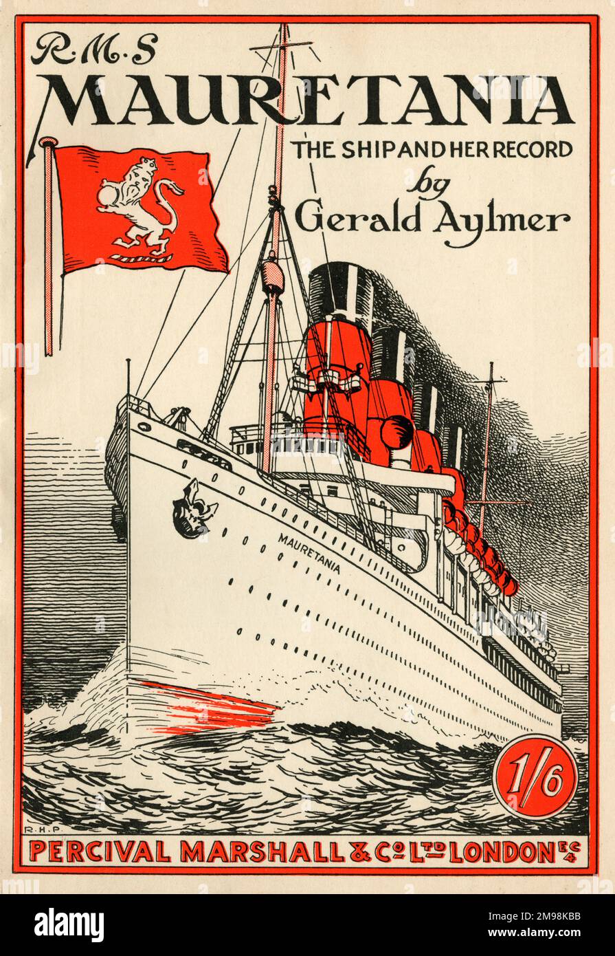 Copertina del libro, RMS Mauretania, The Ship and Her Record, di Gerald Aylmer, pubblicata nel 1934 da Percival Marshall & Co Ltd. Foto Stock