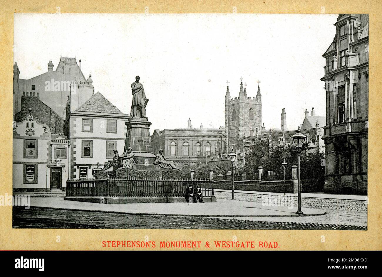 Newcastle upon Tyne - Stephenson Monument e Westgate Road. Foto Stock