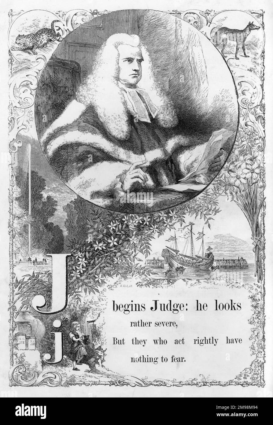 L'alfabeto dell'immagine della madre -- J, che mostra un giudice nelle sue vesti. Foto Stock