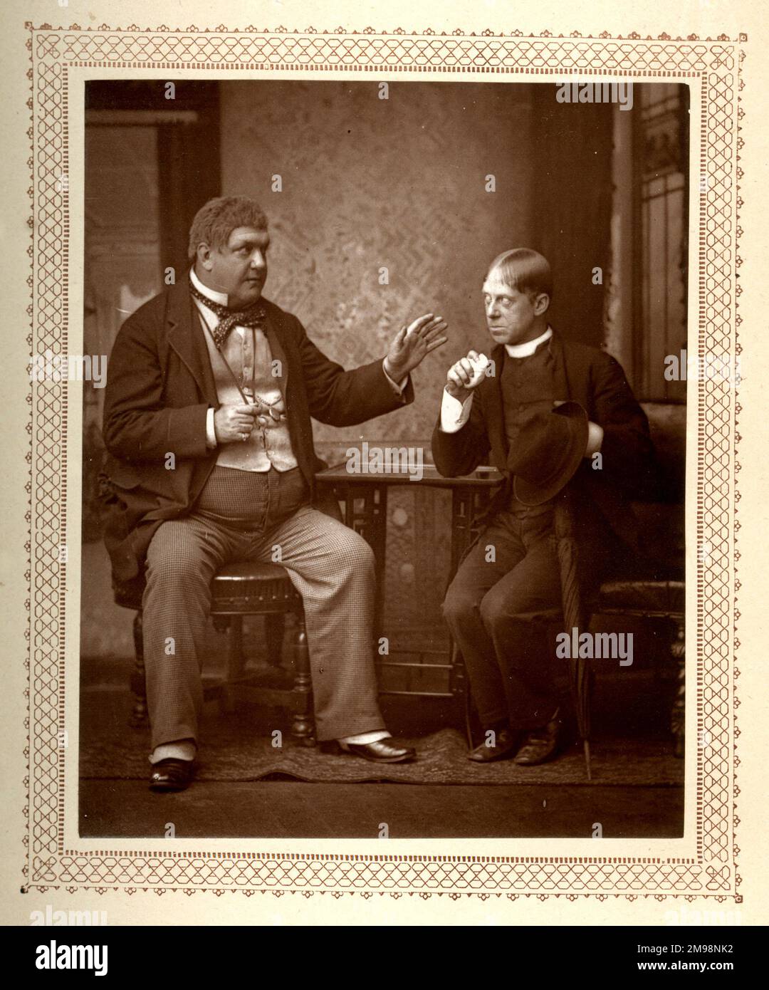 W J Hill e W S Penley, attori, nella Segreteria privata - The Theatre Magazine, febbraio 1885. Foto Stock