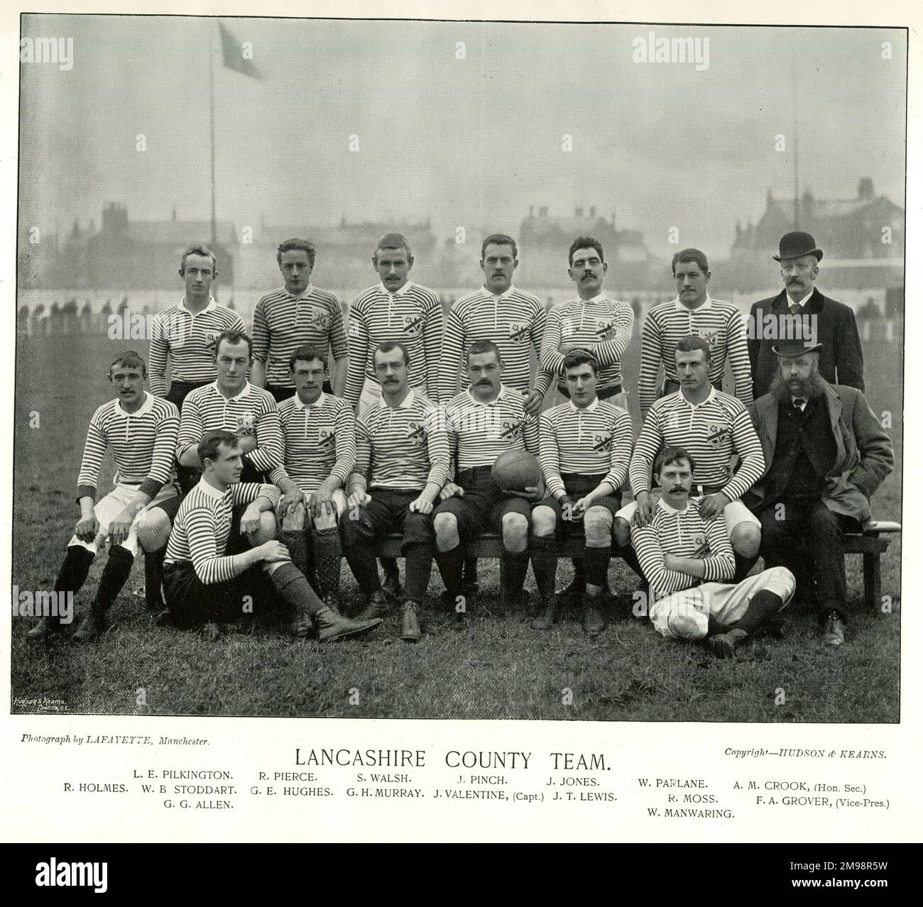 Squadra di rugby della contea del Lancashire: Pilkington, Pierce, Walsh, Pinch, Jones, Parlane, Crook, Holmes, Stoddart, Hughes, Murray, San Valentino, Lewis, Moss, Grover, Allen, Manwaring. Foto Stock