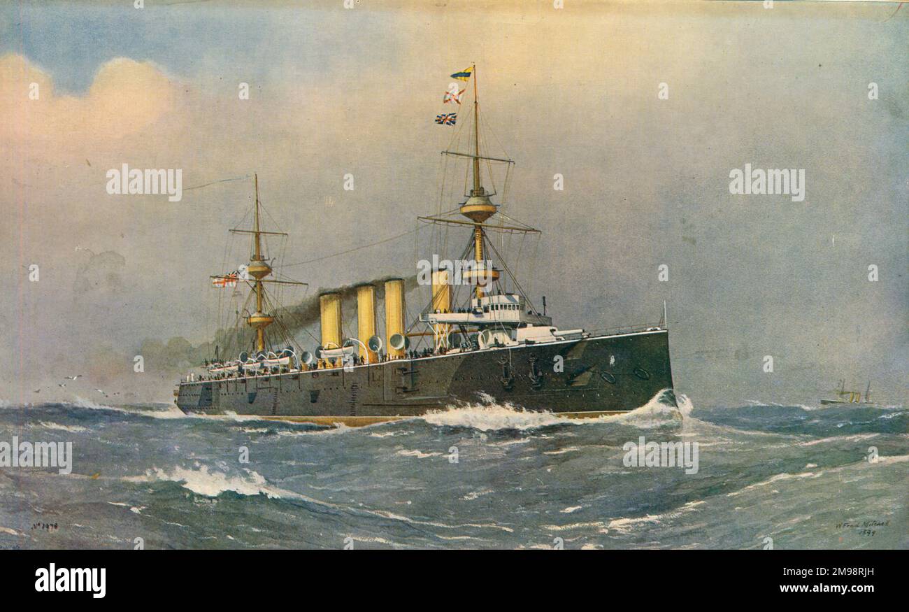 HM terribile, incrociatore, in rotta per il Capo di buona speranza nel 1899. Foto Stock
